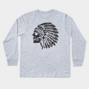 indian headdress and skull Kids Long Sleeve T-Shirt